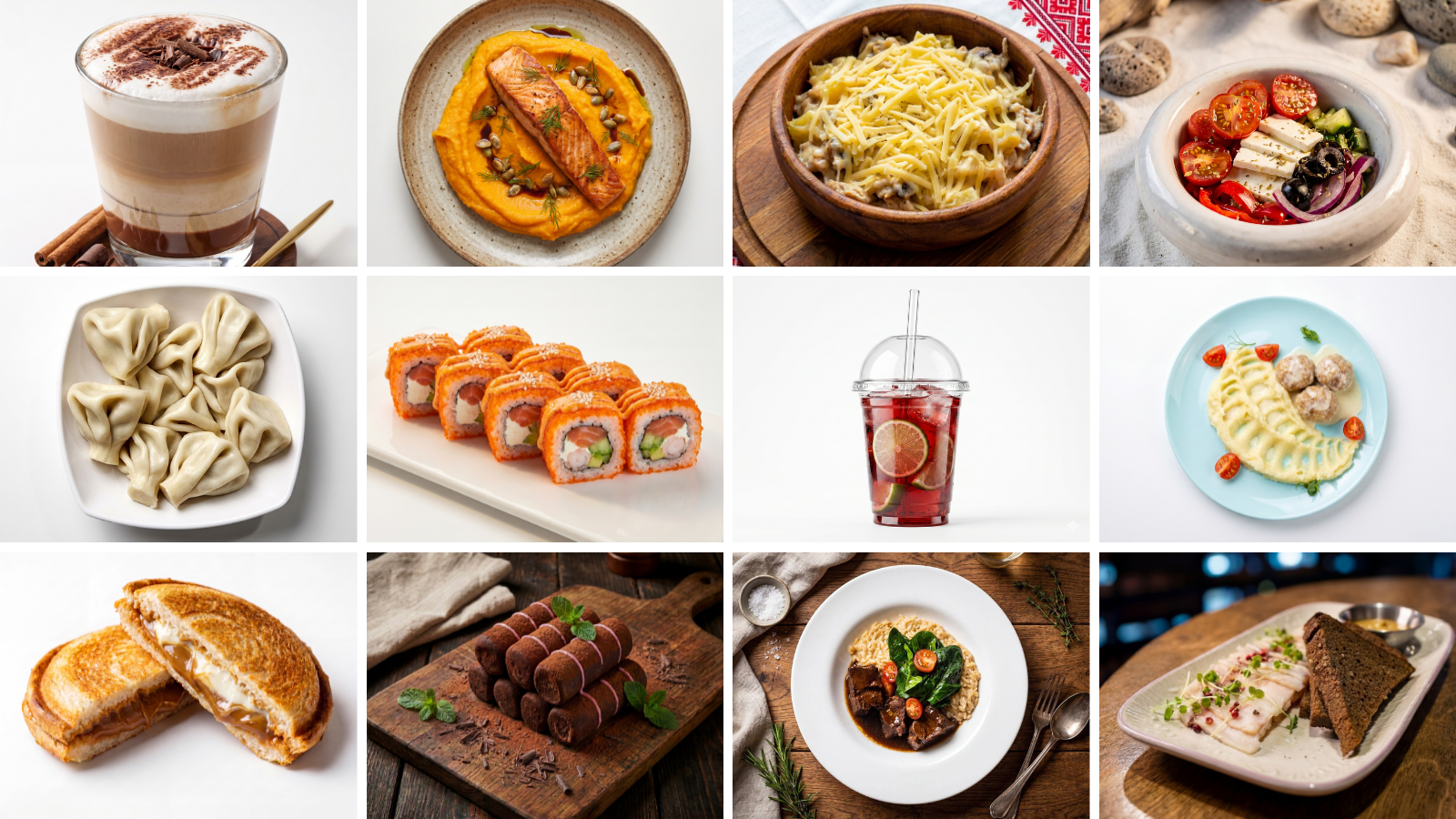 AI-generated food photography examples for restaurants